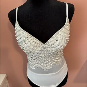 White Beaded Bodysuit